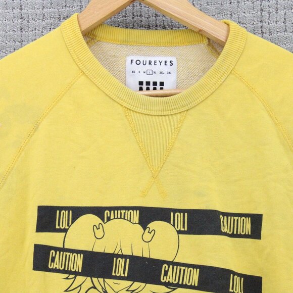 Foureyes Sweatshirt Mens Yellow Large L Pullover Anime Graphic Art Cotton Y2k - Picture 5 of 10